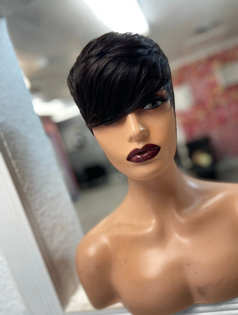 1b off black / 100%human hair pixie wig