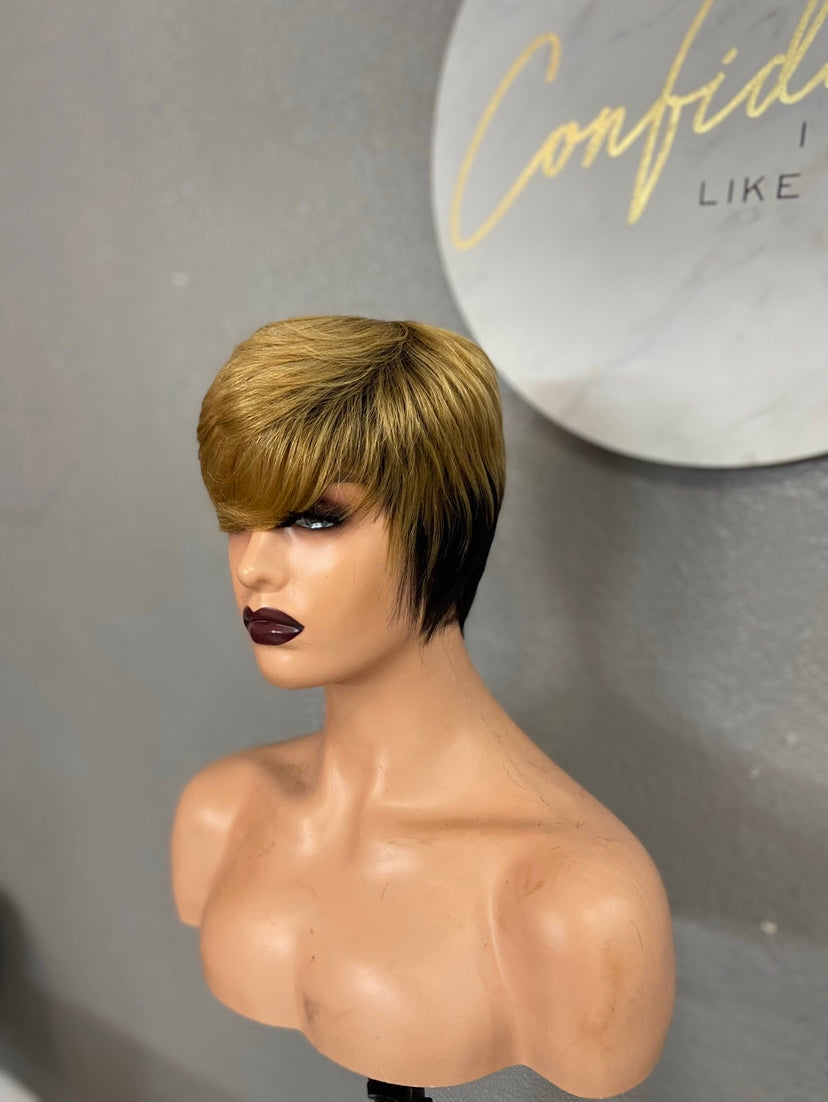 1b/27 -100%human hair pixie wig